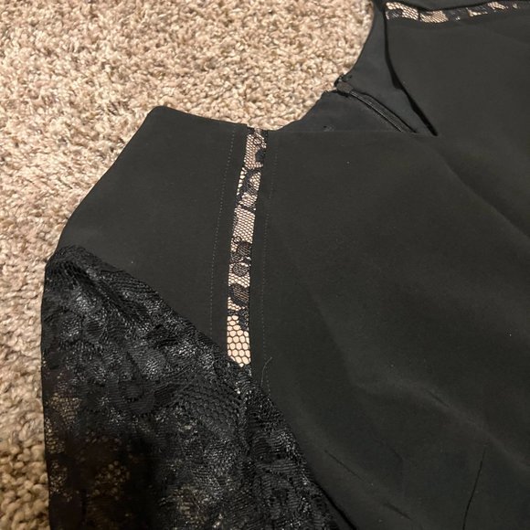 Ivy & Blu Women's Elegant Floral Lace Sleeves Pencil Dress -Black size 16 - Picture 10 of 15